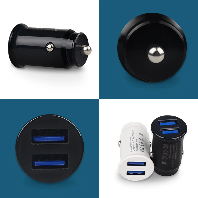 Универсальное автомобильное зарядное устройство с двумя USB портами а 5 В|Кабели