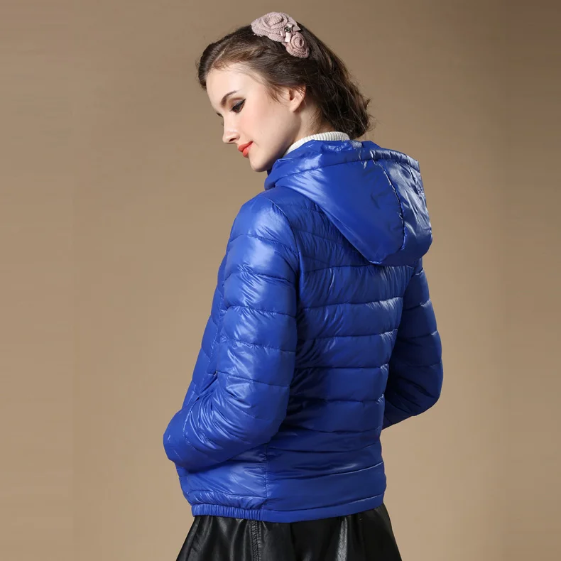Новинка Зима Осень женский 90% белый пуховик на утином пуху светильник с капюшоном