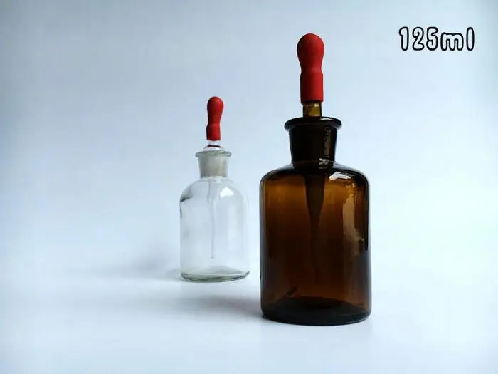125 мл стеклянная коричневая бутылка капельница реагент фляга лабораторная химия