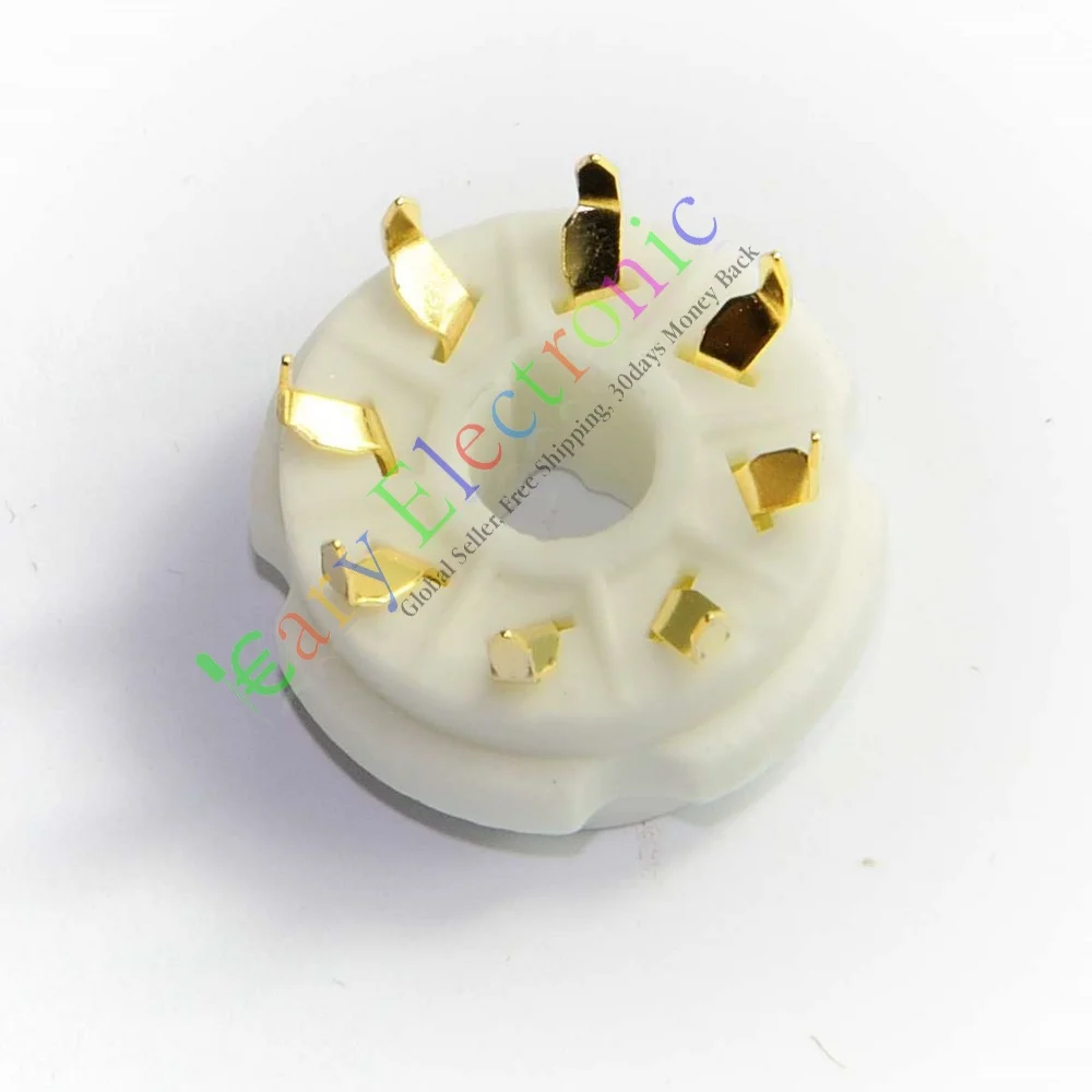 Опт и розница 4 шт. 8PIN PCB MOUNT Gold CERAMICS вакуумная розетка 6L6 EL34 KT88 6550 6SN7 DIY Бесплатная