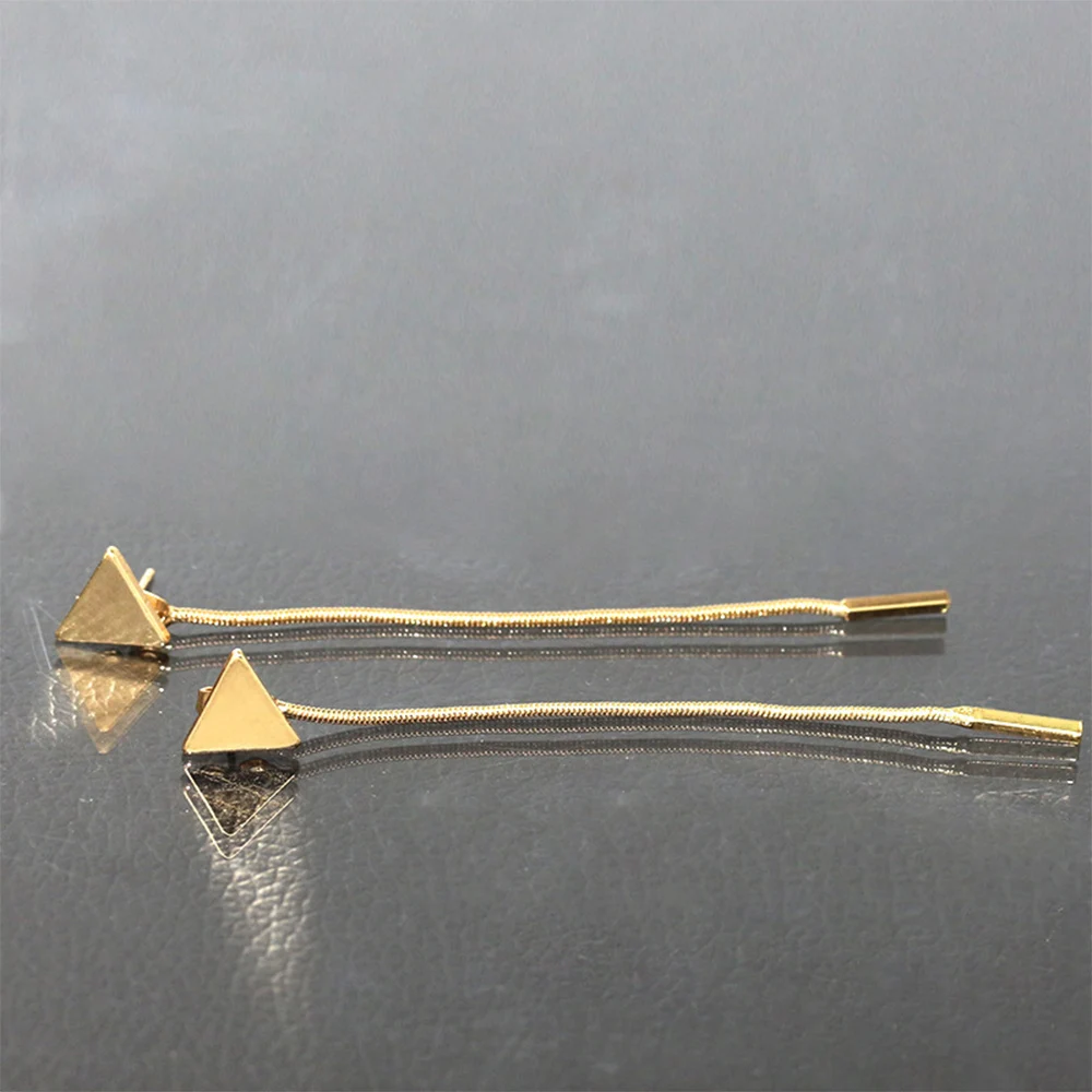 Trendy Long Tassel Stud Earrings For Women Simple Gold Sliver Triangle Ear Nail Geometric Fringe Studs Fashion Jewelry Wholesale | Украшения