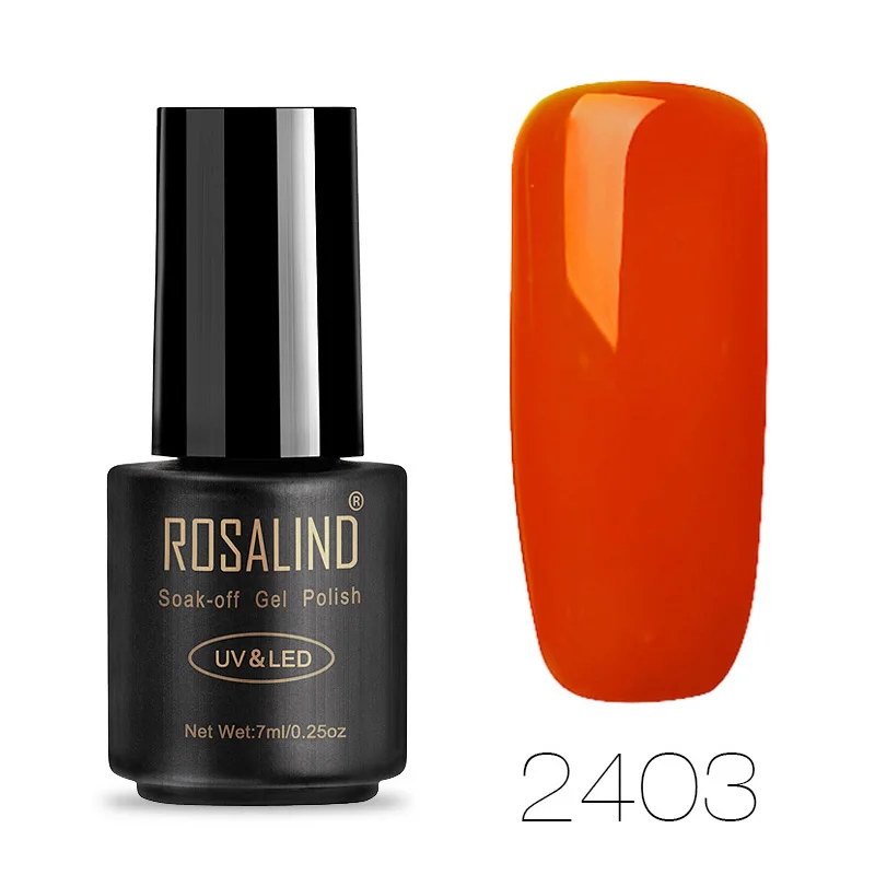 ROSALIND, 7 мл, лак для ногтей, телесный, серый, красный, чистый цвет, гель-лаки для нейл-арта, полуперманентный, УФ, замачиваемый, гель, маникюрный лак - Цвет: 2403