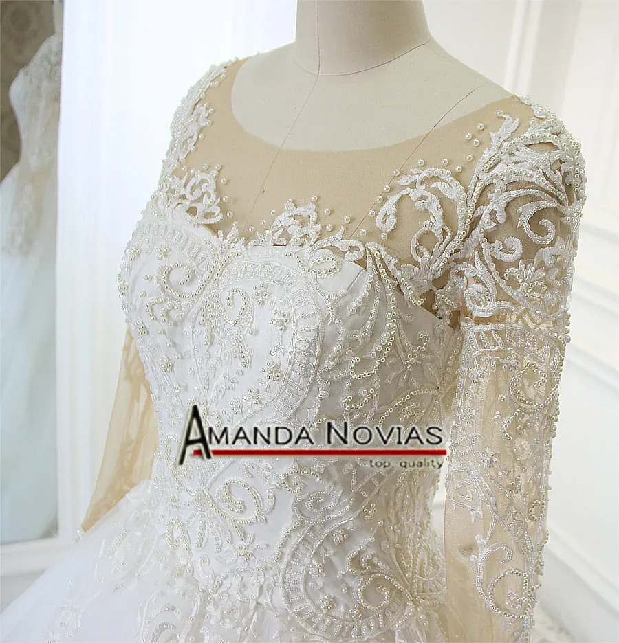 Новое дизайнерское бальное платье с длинным рукавом и бусинами свадебное