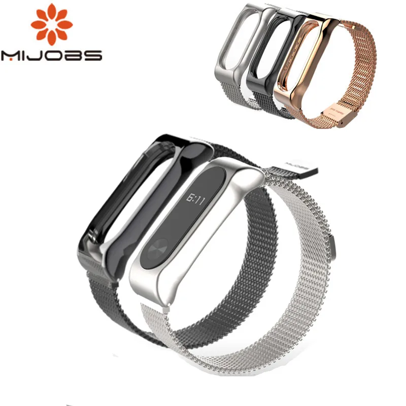 Магнитный ремешок Mijobs для Xiaomi Mi Band 2 металлический браслета смарт часов