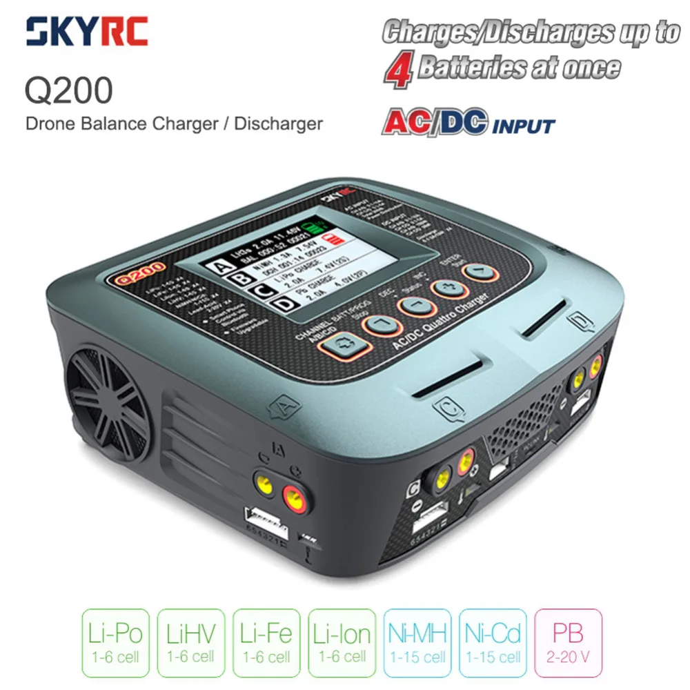 SKYRC Q200 баланс Зарядное устройство/Dis устройство AC/DC для Lipo/LiHV/литий железо/литий