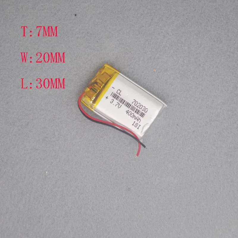 3,7 V полимерная литиевая батарея 702030 bluetooth динамик MP3 ручка крана для зарядки 400 mAh