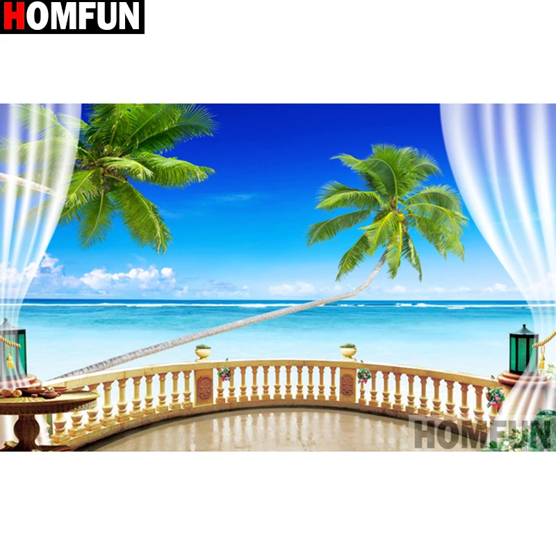 Алмазная живопись HOMFUN A14530 Морской пейзаж картина с полными квадратными/круглыми