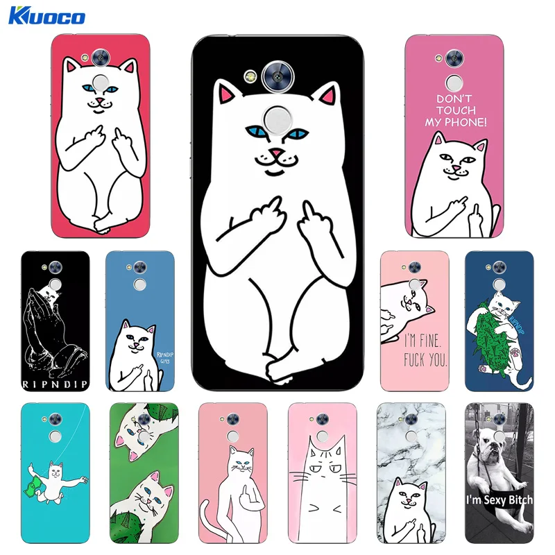 Custom Cases For Huawei Mate 9 / Pro Phone Case for Honor 6A P9 Plus Cover Soft TPU Finger Cat Printing |