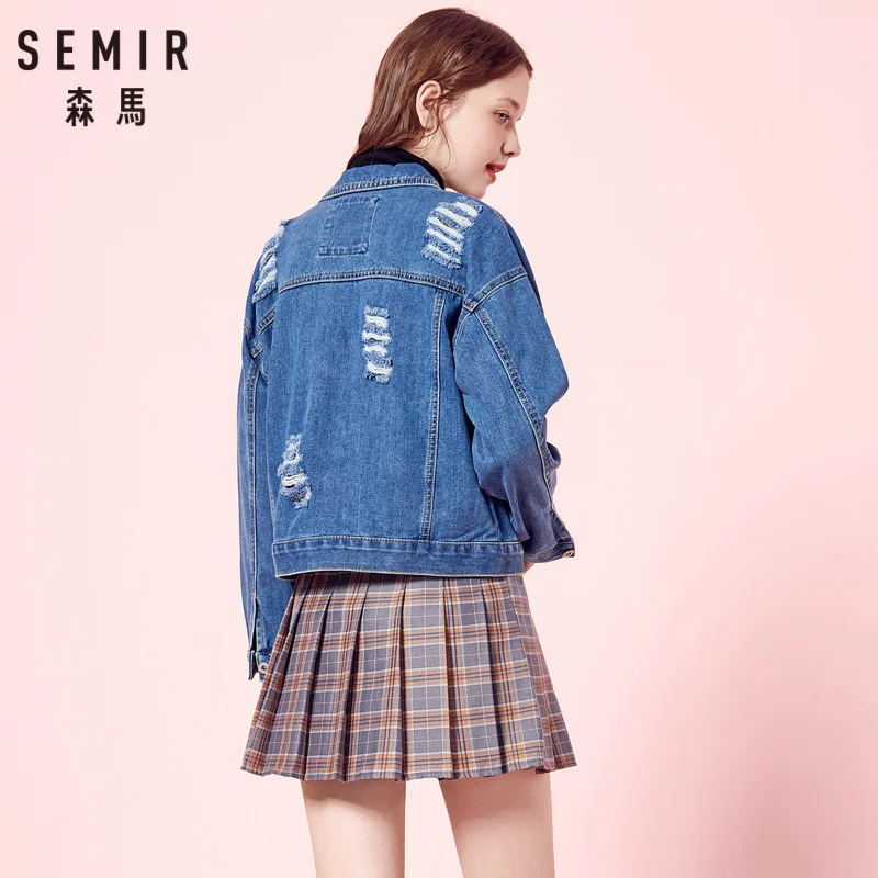 SEMIR женская короткая джинсовая куртка с вышивкой из 100% хлопка джинсовым пальто