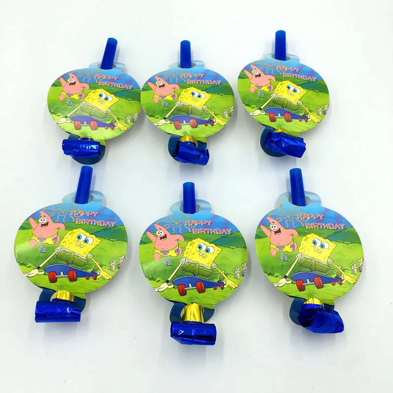 6 шт./лот вечерние украшения с губкой Бобом на день рождения для детей