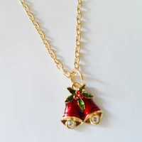 2022 new fashion christmas jewelry necklacered christmas bell pendant women necklaceclassic style bell necklace for girls