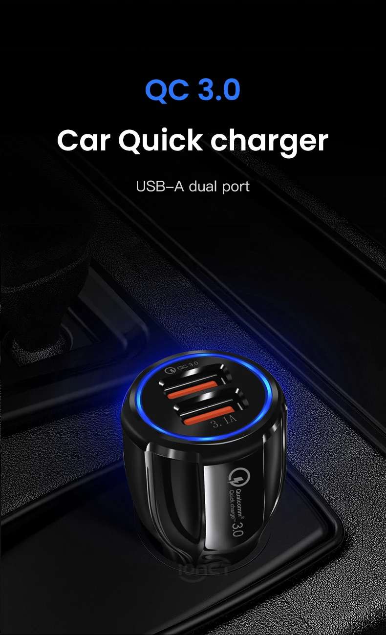 Автомобильное USB зарядное устройство Быстрая зарядка 3,0 qc 2,0 зарядное устройство для мобильного телефона 2 порта USB быстрое автомобильное зарядное устройство для iPhone Xiaomi планшета автомобильное зарядное устройство