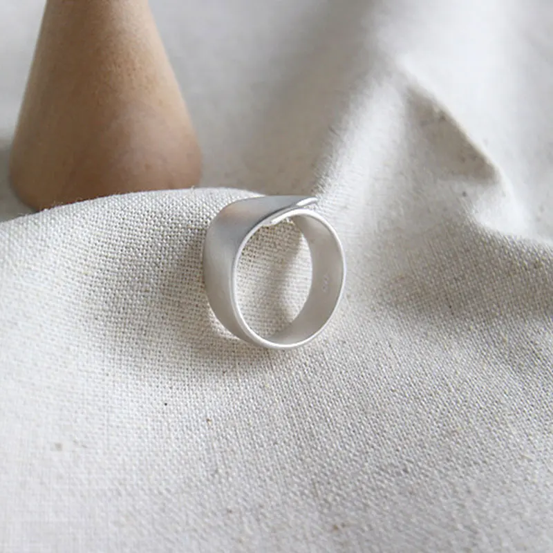 YPAY 100% Real 925 Silver Jewelry Irregular Matte Rings for Women High Quality Midi Adjustable Finger Ring Fine YMR504 | Украшения и