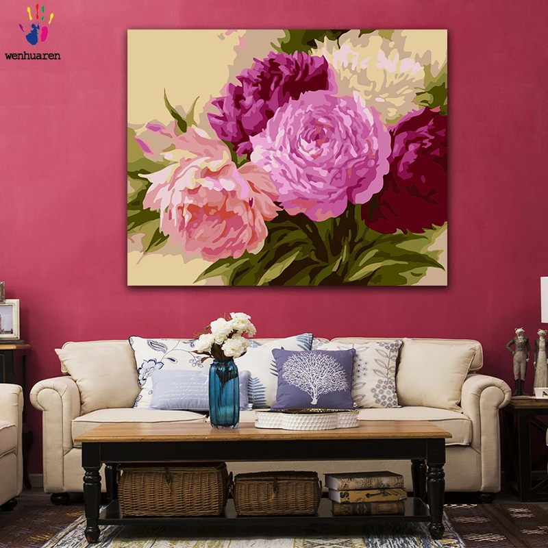 DIY colorings pictures by numbers with colors Purple lily flower picture drawing painting framed Home | Дом и сад