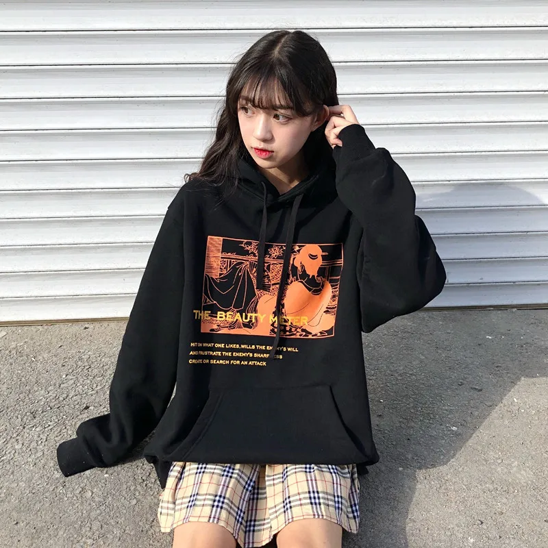 Осень 2021 толстовка женская одежда корейский стиль Ulzzang Harajuku свободные свитшоты с