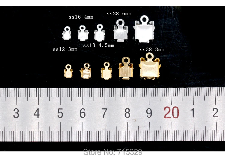 100p ss12 ss16 ss18 ss28 ss38 Золото Серебро Кубок коготь с петлей Кристалл Стразы отделка конец цепи соединитель концы кольца Лобстер хлопать