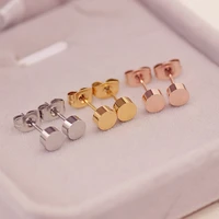 yunruo brand yellow rose silver color classic simple gold bean stud earring for woman girl 316 l stainless steel fashion jewelry