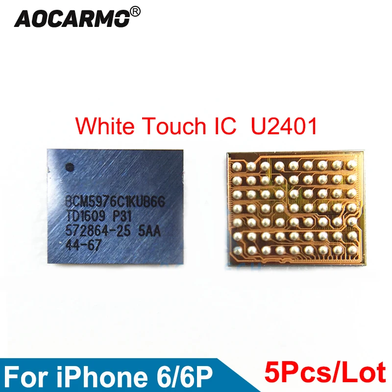 Кристально Белый сенсорный экран дигитайзер Aocarmo 5 шт./лот IC чип для iPhone 6 6Plus 6P U2401