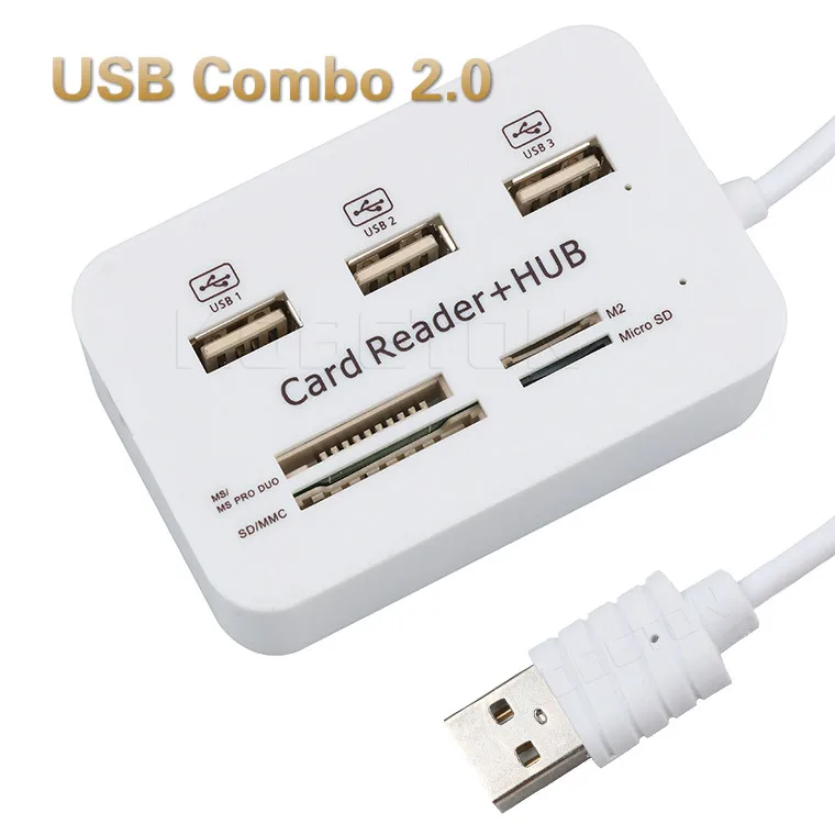 Кардридер Kebidu USB 2 0 с 3 портами высокоскоростной usb разветвитель все в одном для ПК