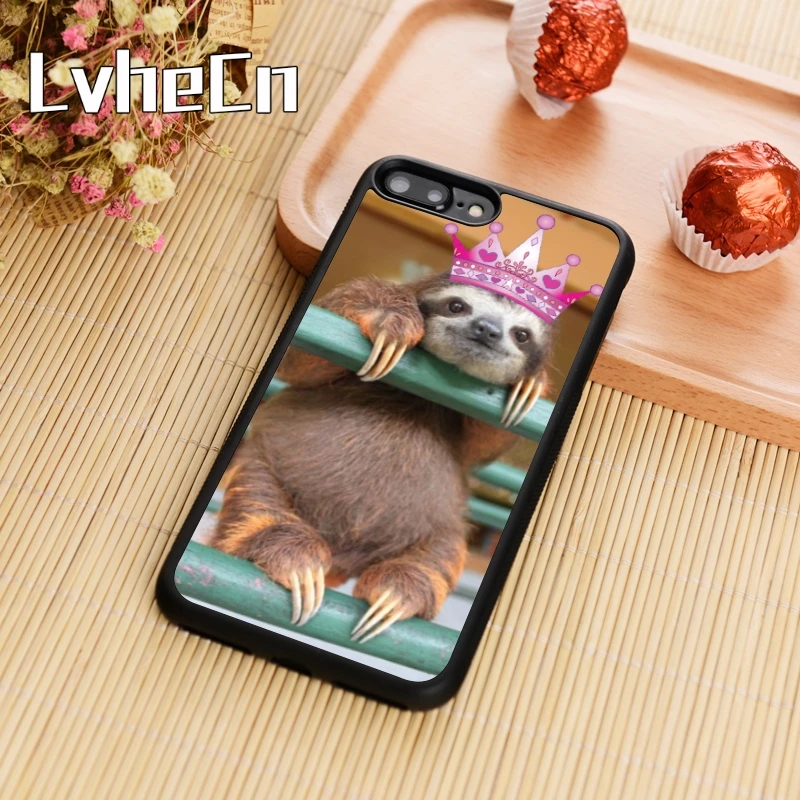 LvheCn Милая принцесса Ленивец Забавный чехол для телефона iPhone 5 6 6s 7 8 plus 11 pro X XR XS max