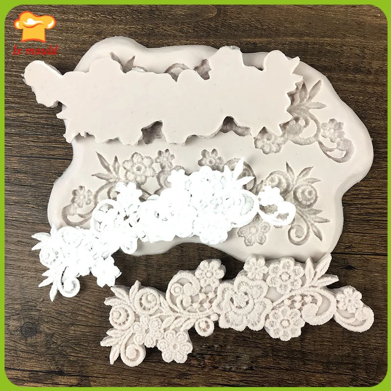 

Cake Pattern European-style Double-sided Strip Flower Fondant Cake Silicone Mould lace Baking Tools
