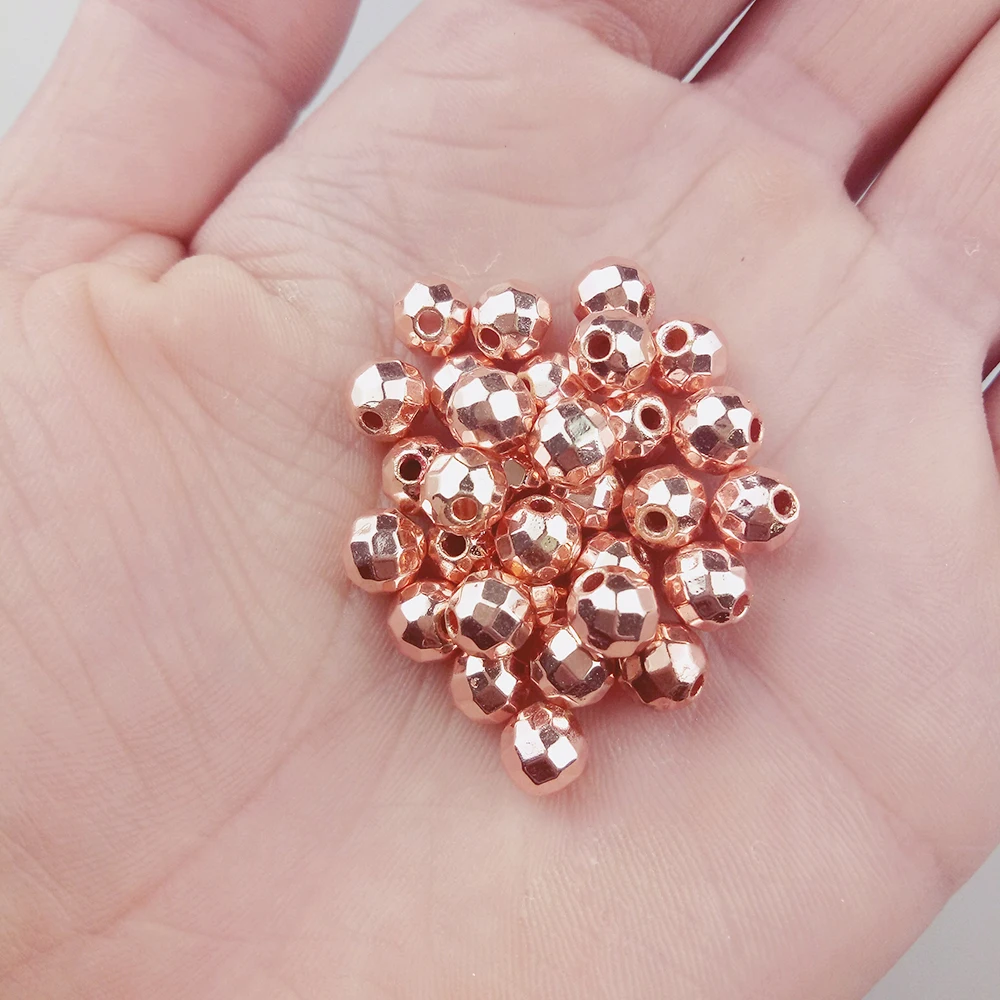 

WLYeeS Plating Rose Gold Faceted Round Hematite natural stone 2 4 5 6 8 10mm Spacer Loose beads For Jewelry Bracelet Making DIY