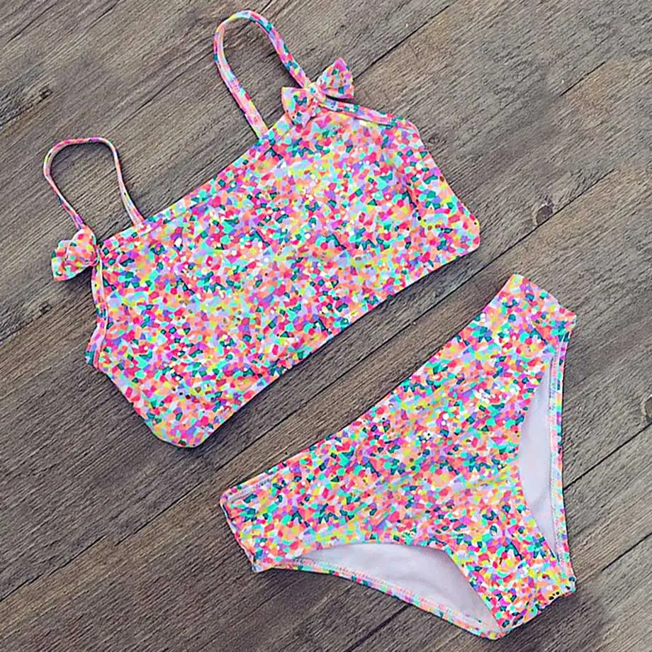 Женский цветочный купальник для маленьких девочек детский из двух предметов