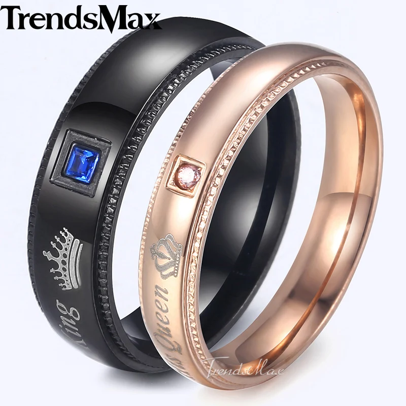 Женские обручальные кольца из нержавеющей стали Trendsmax черные розовые золотистые