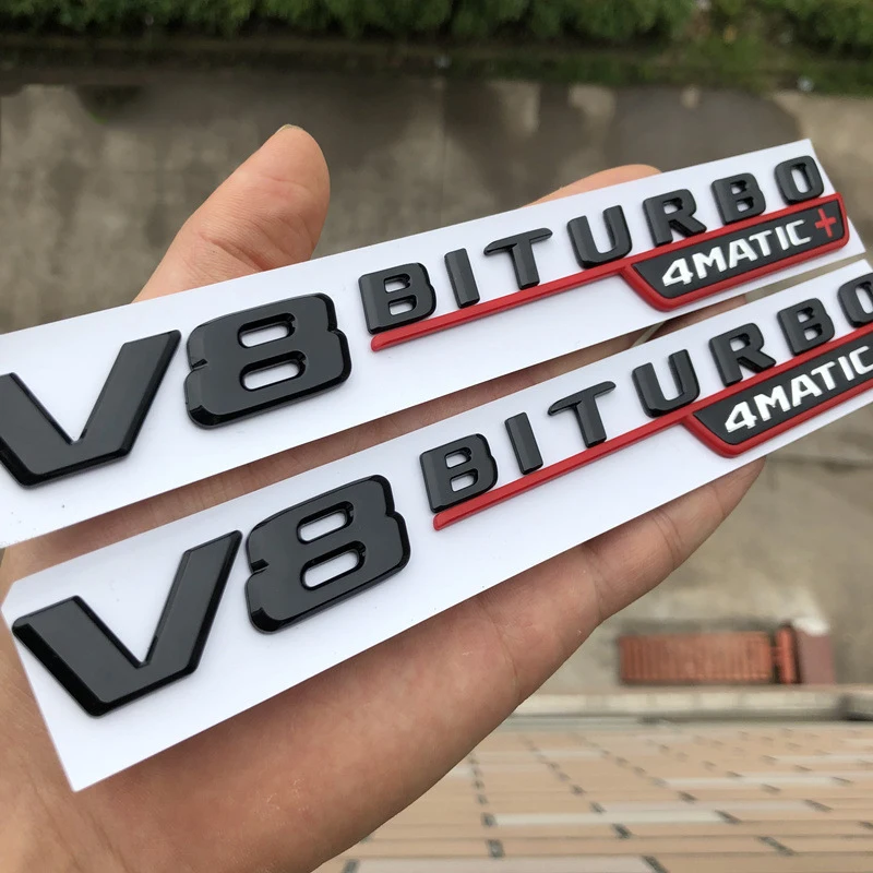 Глянцевый черный V8 BITRUBO 4matic + буквы эмблема на КРЫЛО боковой двойной турбо логотип