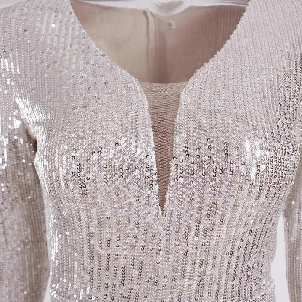 Длинное Сетчатое платье-макси в полоску с V-образным вырезом и блестками | Женская