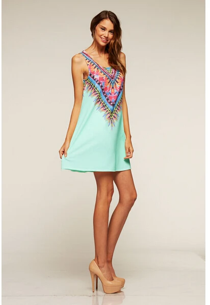 

Summer Women O -Neck Sleeveless Dresses Casual And Simple Sexy Strapless Loose Mini Dress Bohemian Beach Vestidos