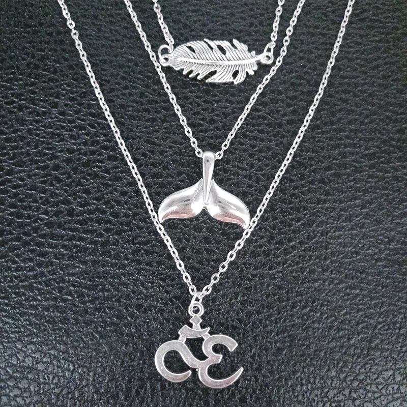 3 шт./компл. в Богемном Стиле Йоги Ом форме рыбьего хвоста пластинчатая цепь