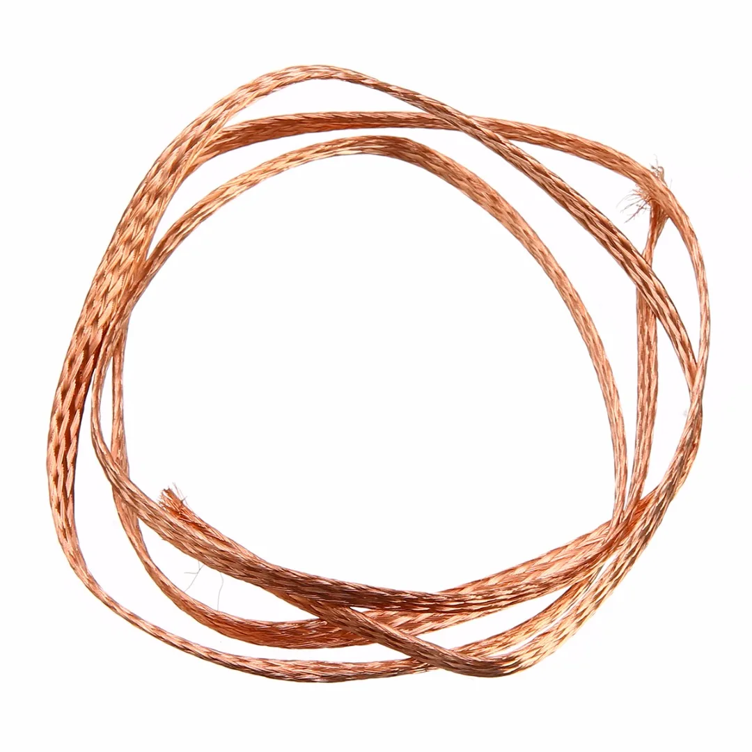 

1m 3.3ft 6mm Pure Copper Braid Cable Flat Bare Copper Wire Ground Lead with High Flexibility