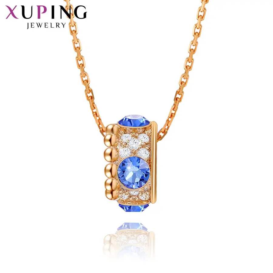 

Xuping Fashionable Jewelry New Arrival Deep Blue Crystals Necklace Romantic Women Gift 40472