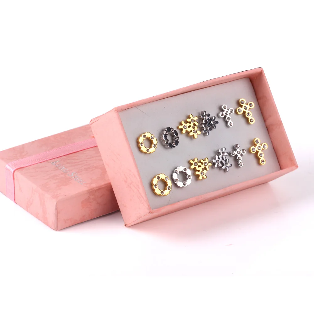 LUXUKISSKIDS 6 пар/кор. серьги из нержавеющей стали для женщин золотые стальные