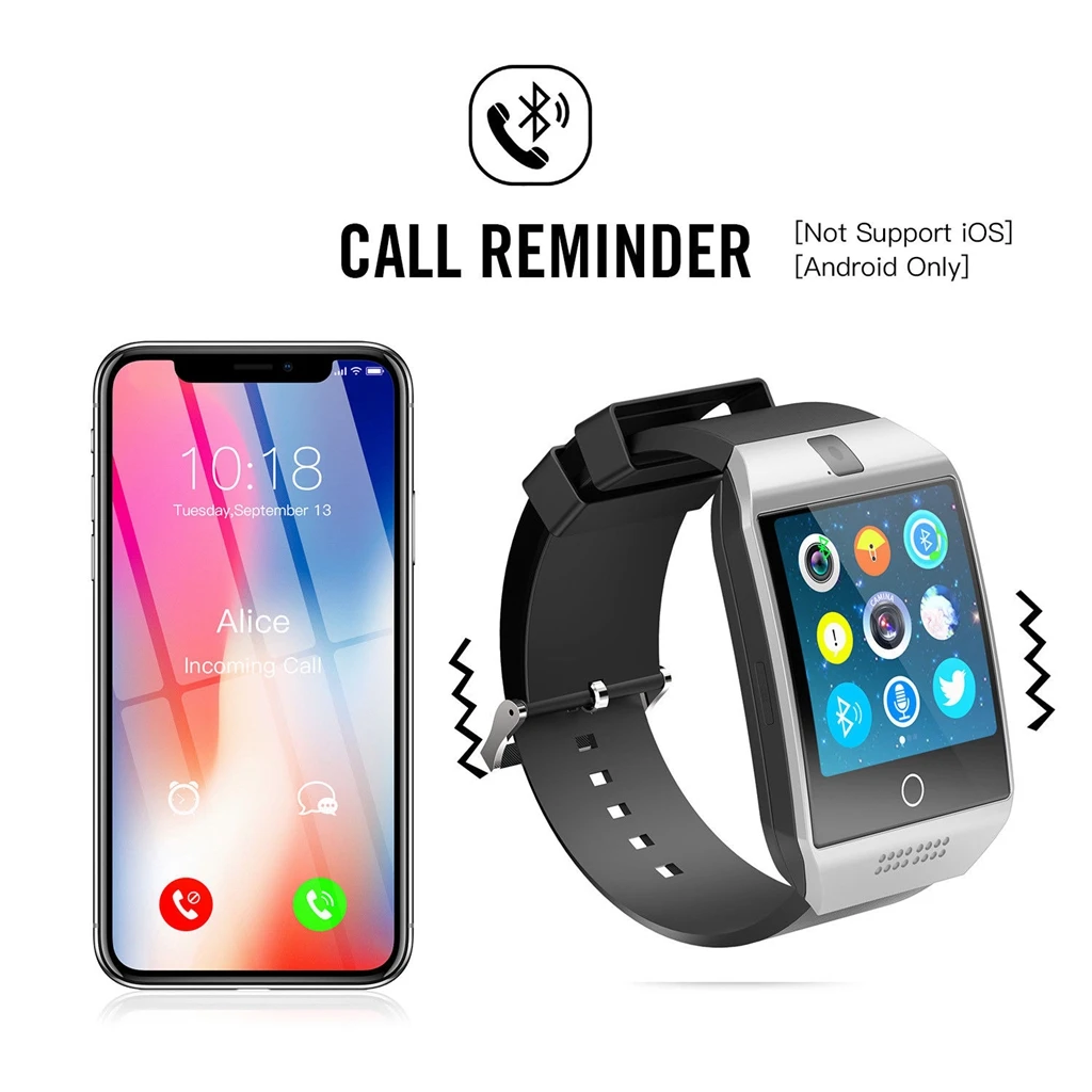 Bluetooth изогнутый экран Q18 GSM SIM TF карты Смарт наручные часы водонепроницаемые для Android iPhone samsung Lg