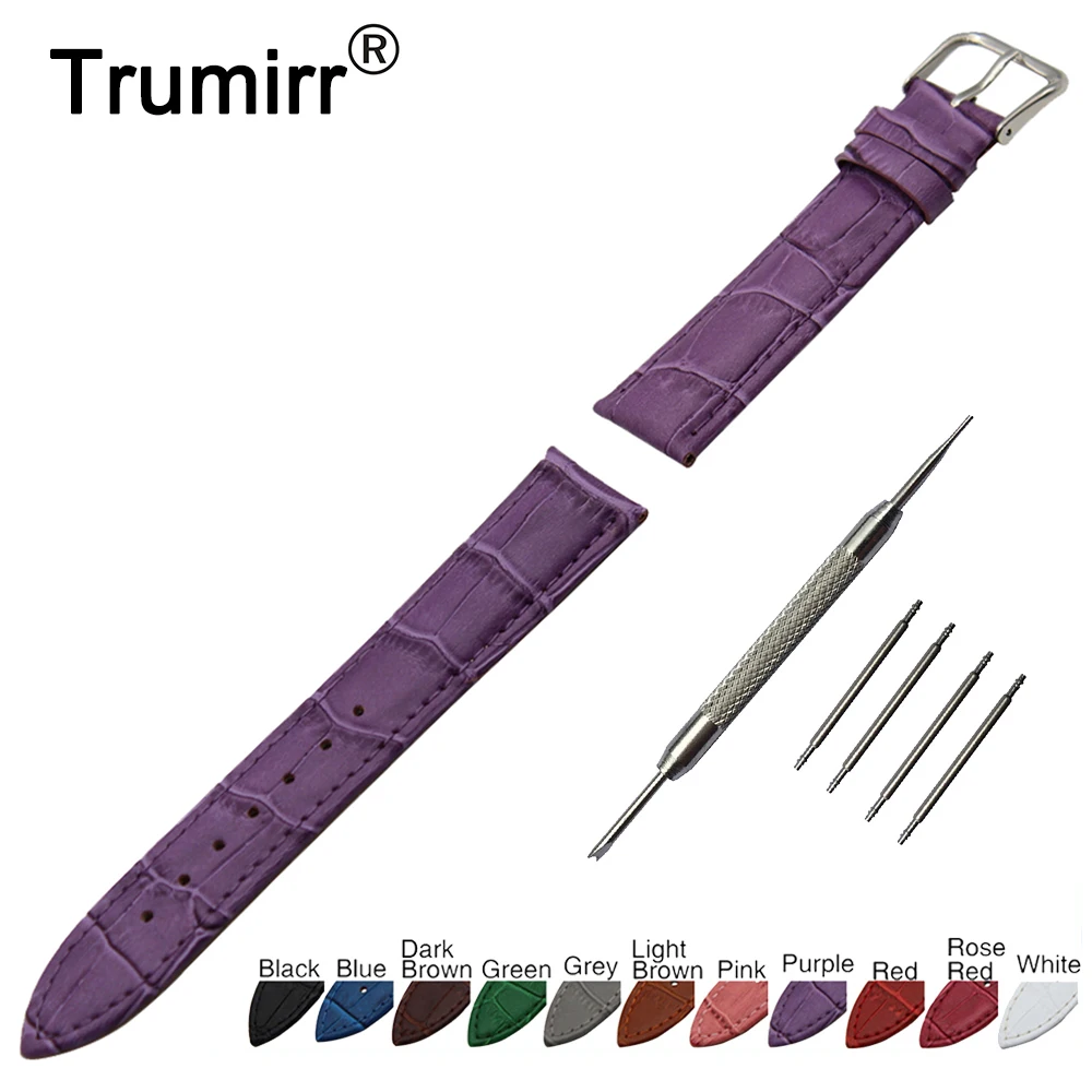 

18mm Croco Genuine Leather Watch Band for Withings Activite / Steel / Pop Stainless Steel Pin Buckle Strap Wrist Belt Bracelet