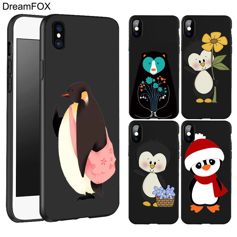 DREAMFOX L073 Пингвин Черный Мягкий ТПУ силиконовый чехол для Apple iPhone 11 Pro XR XS Max X 8 7 6 6S Plus