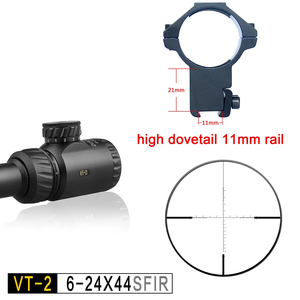 7high dovetail 11mm Discovery VT-2 6-24x44 SFIR Mil-dot оптический прицел с подсветкой - Цвет: 7high dovetail 11mm