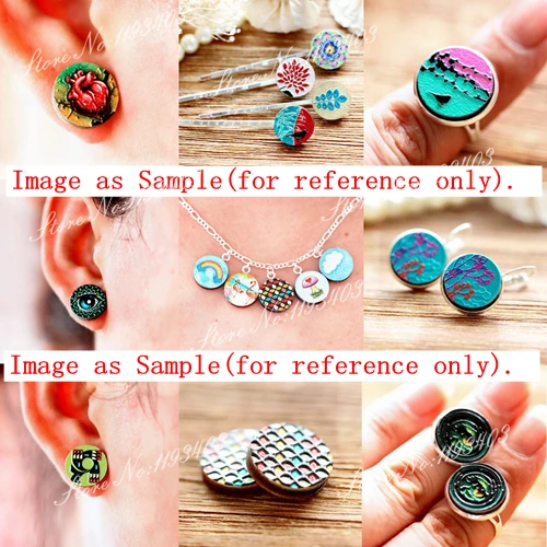16mm Flower Round High Quality Photo Wood Laser Cut Cabochon to make Rings Earrings Bobby pin Necklaces Bracelets | Украшения и
