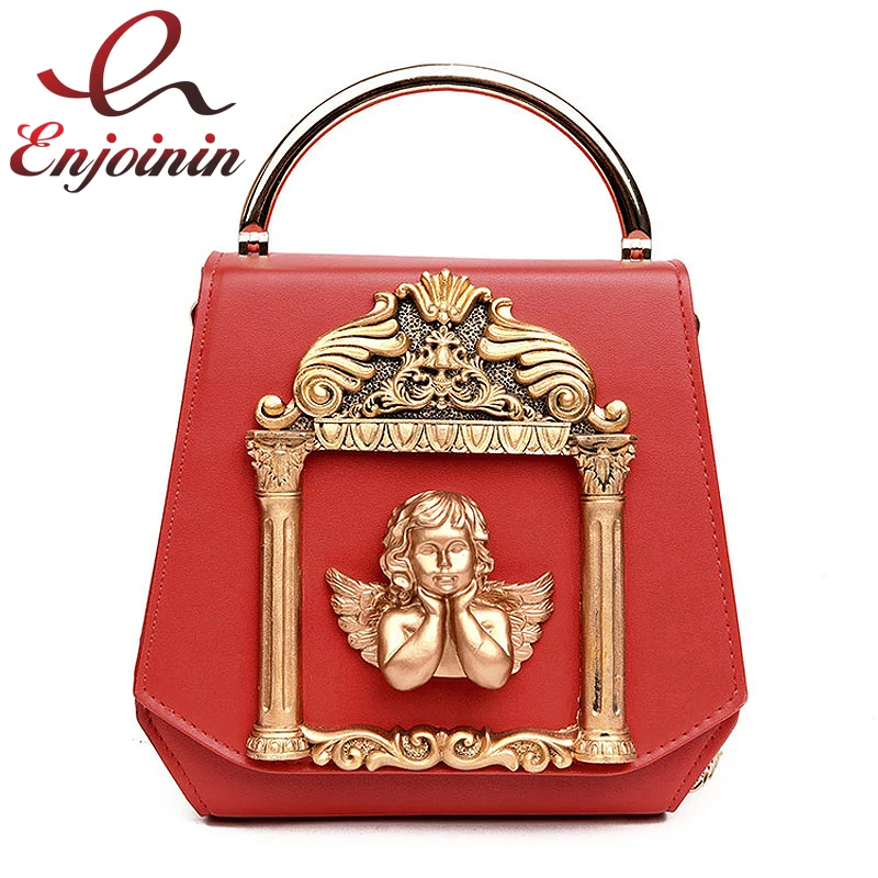 Винтажная сумка на плечо в форме коробочки с ангелом барокко из искусственной