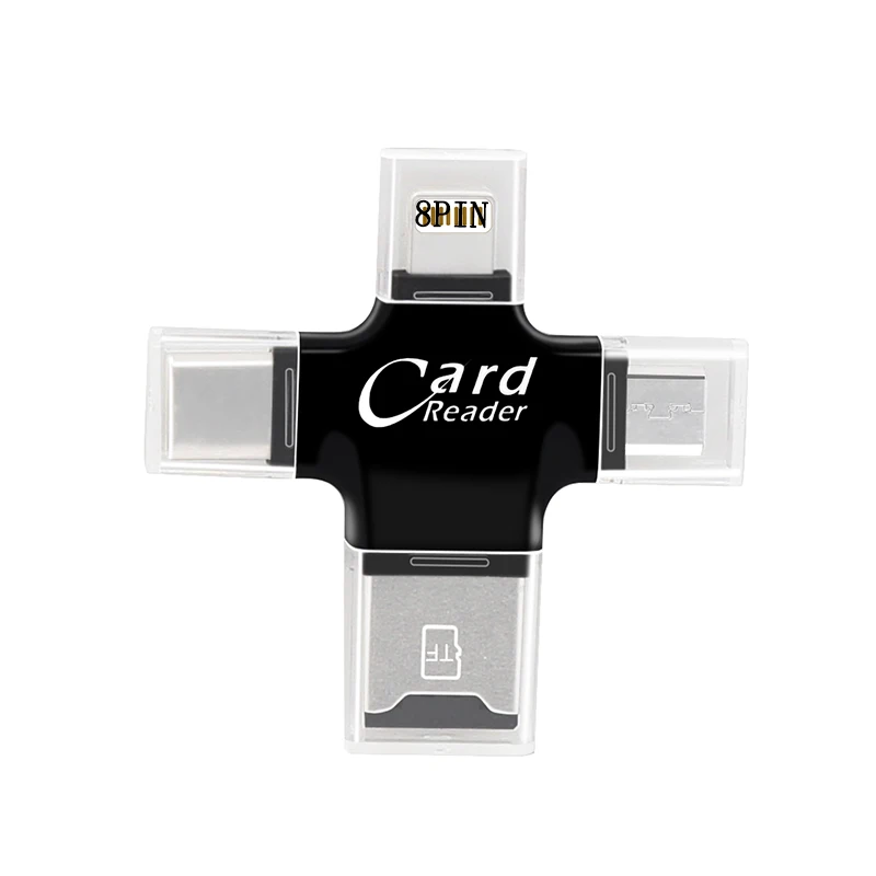 Kismo 4 в 1 OTG Устройство для чтения карт памяти Micro SD TF USB Type C адаптер iPhone X 8 7 6 Plus S8 S9 Note