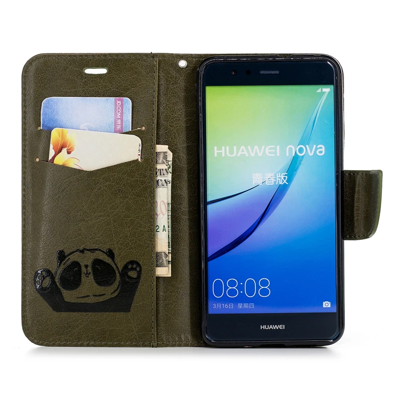 AOBABLAU Новая мода Панда бумажник чехол для huawei P10 Lite искусственная кожа +