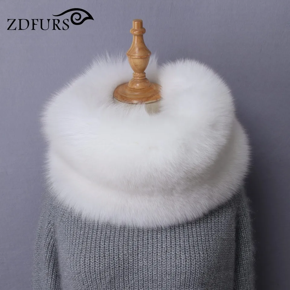 ZDFURS * Новые оригинальные цельные шарфы из лисьего меха супер теплые кольца