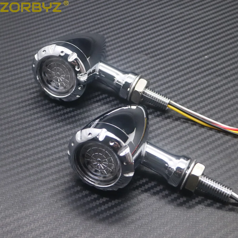 ZORBYZ мотоциклетная черная хромированная пуля металлический светодиодный тормозной мигалка световой сигнал поворота для Harley Cruiser Chopper Световой индикатор