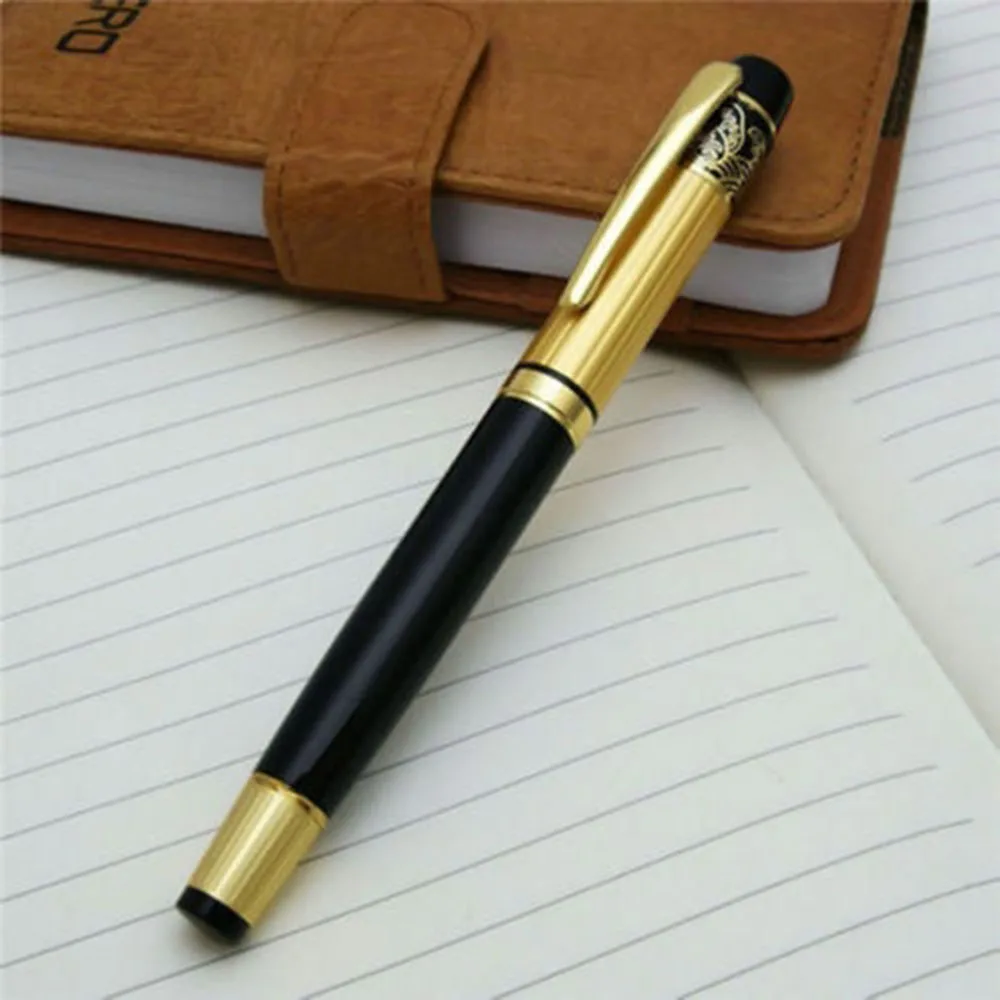 

1Pcs Premium Fountain Pen medium nib Metal Golden Clip roller ball Pen Business office supplies Drop Ship