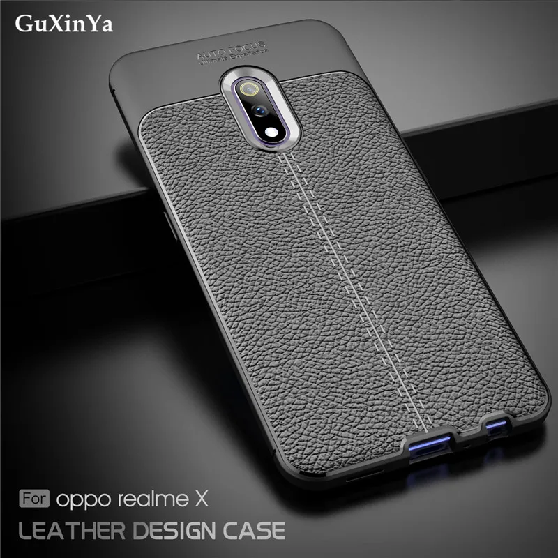 Чехол для телефона GuXinYa Realme X OPPO Роскошный Кожаный противоударный ТПУ защитный