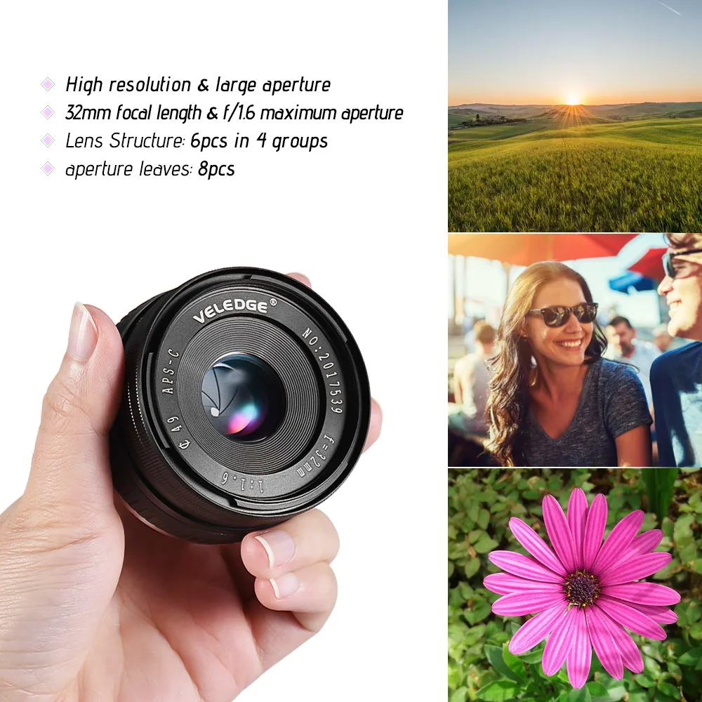 Andoer 32 мм F/1 6 ручная Фокусирующая линза с большой диафрагмой для Sony NEX 3 3N 5 5T 5R 7 A5000