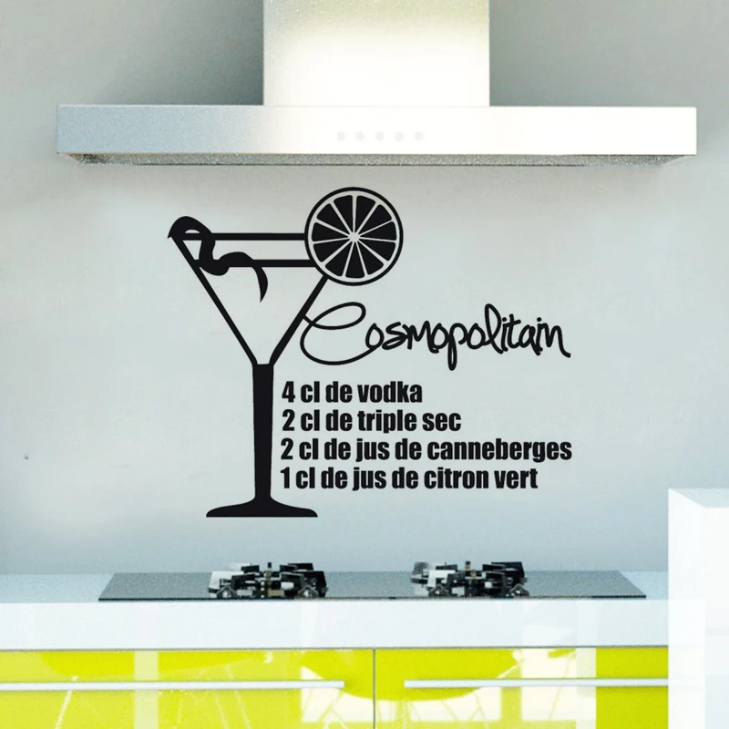 

Creative Cocktail Quotes Sticker Restaurant Kitchen Removable Vinyl Wall Stickers DIY Home Decor Waterproof Wallpaper JG1560