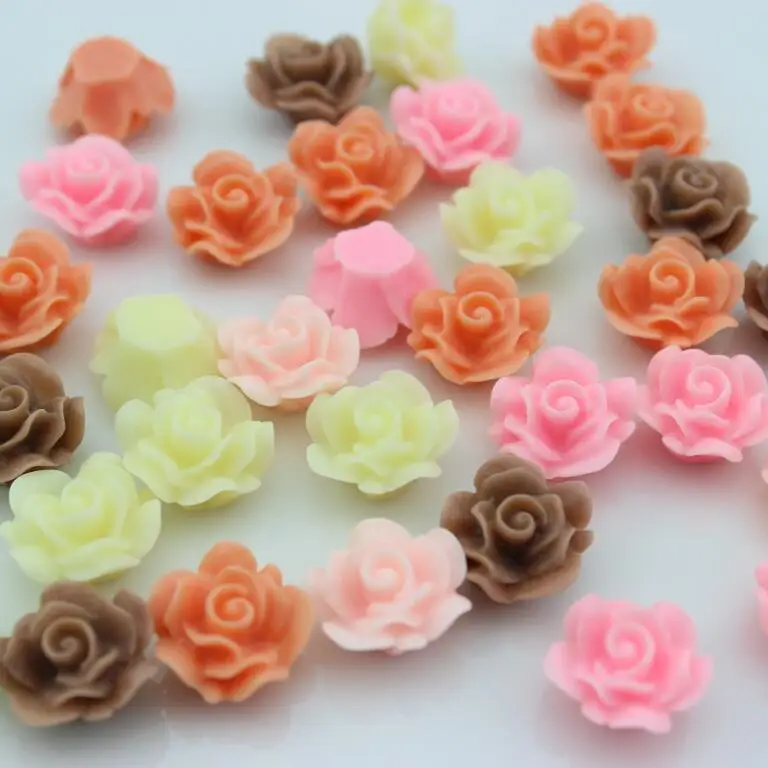 Набор из 100 шт. матовых кабошонов смолы розы пастельных пионов цветов камеи с
